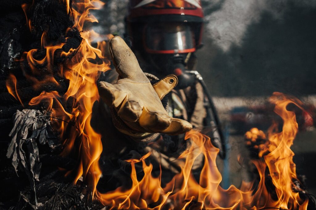 firefighter getting burned